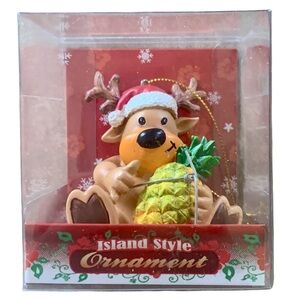 Hawaiian Island Style: Moose With Pineapple Christmas Tree Ornament NEW